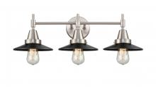  447-3W-SN-M6-BK-LED - Railroad - 3 Light - 26 inch - Satin Nickel - Bath Vanity Light