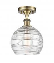  516-1C-AB-G1213-8 - Athens Deco Swirl - 1 Light - 8 inch - Antique Brass - Semi-Flush Mount