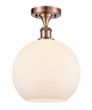  516-1C-AC-G121-10-LED - Athens - 1 Light - 10 inch - Antique Copper - Semi-Flush Mount