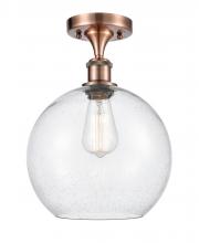  516-1C-AC-G124-10-LED - Athens - 1 Light - 10 inch - Antique Copper - Semi-Flush Mount