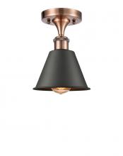  516-1C-AC-M8-BK-LED - Smithfield - 1 Light - 7 inch - Antique Copper - Semi-Flush Mount