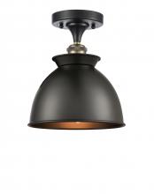  516-1C-BAB-M14-BK - Adirondack - 1 Light - 8 inch - Black Antique Brass - Semi-Flush Mount