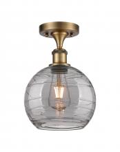  516-1C-BB-G1213-8SM - Athens Deco Swirl - 1 Light - 8 inch - Brushed Brass - Semi-Flush Mount