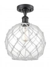  516-1C-BK-G122-10RW-LED - Farmhouse Rope - 1 Light - 10 inch - Matte Black - Semi-Flush Mount