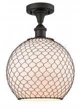  516-1C-OB-G121-10CBK-LED - Farmhouse Chicken Wire - 1 Light - 10 inch - Oil Rubbed Bronze - Semi-Flush Mount