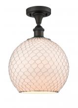  516-1C-OB-G121-10CSN-LED - Farmhouse Chicken Wire - 1 Light - 10 inch - Oil Rubbed Bronze - Semi-Flush Mount