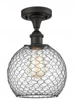 Innovations Lighting 516-1C-OB-G121-8CBK-LED - Farmhouse Chicken Wire - 1 Light - 8 inch - Oil Rubbed Bronze - Semi-Flush Mount