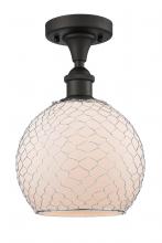 Innovations Lighting 516-1C-OB-G121-8CSN-LED - Farmhouse Chicken Wire - 1 Light - 8 inch - Oil Rubbed Bronze - Semi-Flush Mount