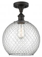  516-1C-OB-G122-10CSN-LED - Farmhouse Chicken Wire - 1 Light - 10 inch - Oil Rubbed Bronze - Semi-Flush Mount