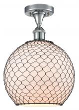  516-1C-PC-G121-10CBK-LED - Farmhouse Chicken Wire - 1 Light - 10 inch - Polished Chrome - Semi-Flush Mount