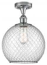  516-1C-PC-G122-10CBK-LED - Farmhouse Chicken Wire - 1 Light - 10 inch - Polished Chrome - Semi-Flush Mount