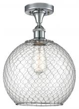 Innovations Lighting 516-1C-PC-G122-10CSN-LED - Farmhouse Chicken Wire - 1 Light - 10 inch - Polished Chrome - Semi-Flush Mount