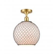  516-1C-SG-G121-10CBK-LED - Farmhouse Chicken Wire - 1 Light - 10 inch - Satin Gold - Semi-Flush Mount