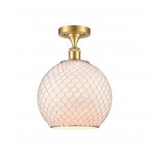  516-1C-SG-G121-10CSN-LED - Farmhouse Chicken Wire - 1 Light - 10 inch - Satin Gold - Semi-Flush Mount