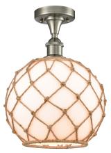  516-1C-SN-G121-10RB-LED - Farmhouse Rope - 1 Light - 10 inch - Brushed Satin Nickel - Semi-Flush Mount