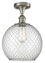  516-1C-SN-G122-10CSN-LED - Farmhouse Chicken Wire - 1 Light - 10 inch - Brushed Satin Nickel - Semi-Flush Mount