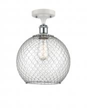  516-1C-WPC-G122-10CSN-LED - Farmhouse Chicken Wire - 1 Light - 10 inch - White Polished Chrome - Semi-Flush Mount