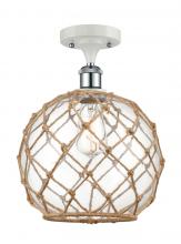  516-1C-WPC-G122-10RB-LED - Farmhouse Rope - 1 Light - 10 inch - White Polished Chrome - Semi-Flush Mount