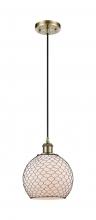 Innovations Lighting 516-1P-AB-G121-8CBK-LED - Farmhouse Chicken Wire - 1 Light - 8 inch - Antique Brass - Cord hung - Mini Pendant