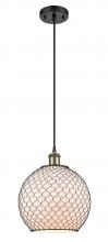 Innovations Lighting 516-1P-BAB-G121-10CBK - Farmhouse Chicken Wire - 1 Light - 10 inch - Black Antique Brass - Cord hung - Mini Pendant