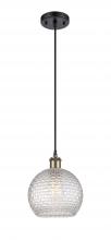  516-1P-BAB-G122C-8CL - Athens - 1 Light - 8 inch - Black Antique Brass - Cord hung - Mini Pendant