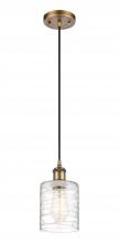  516-1P-BB-G1113-LED - Cobbleskill - 1 Light - 5 inch - Brushed Brass - Cord hung - Mini Pendant