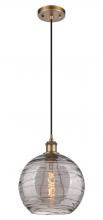  516-1P-BB-G1213-10SM - Athens Deco Swirl - 1 Light - 10 inch - Brushed Brass - Cord hung - Mini Pendant