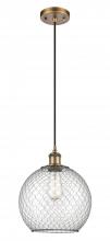 Innovations Lighting 516-1P-BB-G122-10CBK-LED - Farmhouse Chicken Wire - 1 Light - 10 inch - Brushed Brass - Cord hung - Mini Pendant