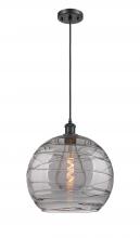  516-1P-BK-G1213-14SM - Athens Deco Swirl - 1 Light - 14 inch - Matte Black - Cord hung - Pendant