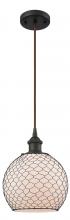  516-1P-OB-G121-8CBK-LED - Farmhouse Chicken Wire - 1 Light - 8 inch - Oil Rubbed Bronze - Cord hung - Mini Pendant