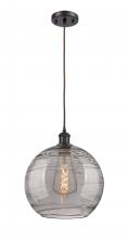  516-1P-OB-G1213-12SM - Athens Deco Swirl - 1 Light - 12 inch - Oil Rubbed Bronze - Cord hung - Mini Pendant