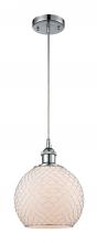  516-1P-PC-G121-8CSN-LED - Farmhouse Chicken Wire - 1 Light - 8 inch - Polished Chrome - Cord hung - Mini Pendant