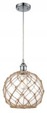  516-1P-PC-G122-10RB-LED - Farmhouse Rope - 1 Light - 10 inch - Polished Chrome - Cord hung - Mini Pendant