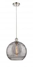  516-1P-PN-G1213-12SM - Athens Deco Swirl - 1 Light - 12 inch - Polished Nickel - Cord hung - Mini Pendant