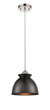  516-1P-PN-M14-BK - Adirondack - 1 Light - 8 inch - Polished Nickel - Cord hung - Mini Pendant