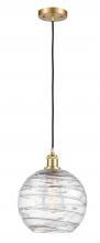  516-1P-SG-G1213-10-LED - Athens Deco Swirl - 1 Light - 10 inch - Satin Gold - Cord hung - Mini Pendant