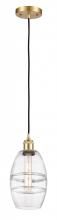  516-1P-SG-G557-6CL - Vaz - 1 Light - 6 inch - Satin Gold - Cord hung - Mini Pendant