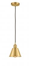  516-1P-SG-M8-LED - Smithfield - 1 Light - 7 inch - Satin Gold - Cord hung - Mini Pendant