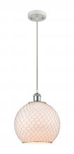 Innovations Lighting 516-1P-WPC-G121-10CSN-LED - Farmhouse Chicken Wire - 1 Light - 10 inch - White Polished Chrome - Cord hung - Mini Pendant