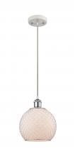  516-1P-WPC-G121-8CSN-LED - Farmhouse Chicken Wire - 1 Light - 8 inch - White Polished Chrome - Cord hung - Mini Pendant