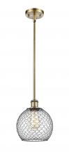  516-1S-AB-G122-8CBK-LED - Farmhouse Chicken Wire - 1 Light - 8 inch - Antique Brass - Mini Pendant