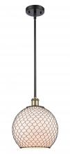  516-1S-BAB-G121-10CBK-LED - Farmhouse Chicken Wire - 1 Light - 10 inch - Black Antique Brass - Mini Pendant