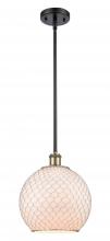  516-1S-BAB-G121-10CSN-LED - Farmhouse Chicken Wire - 1 Light - 10 inch - Black Antique Brass - Mini Pendant