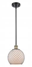  516-1S-BAB-G121-8CBK-LED - Farmhouse Chicken Wire - 1 Light - 8 inch - Black Antique Brass - Mini Pendant