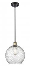  516-1S-BAB-G122-10CSN-LED - Farmhouse Chicken Wire - 1 Light - 10 inch - Black Antique Brass - Mini Pendant