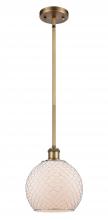  516-1S-BB-G121-8CSN-LED - Farmhouse Chicken Wire - 1 Light - 8 inch - Brushed Brass - Mini Pendant