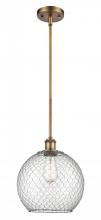  516-1S-BB-G122-10CSN-LED - Farmhouse Chicken Wire - 1 Light - 10 inch - Brushed Brass - Mini Pendant