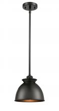  516-1S-BK-M14-BK - Adirondack - 1 Light - 8 inch - Matte Black - Mini Pendant