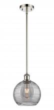  516-1S-PN-G1213-8SM - Athens Deco Swirl - 1 Light - 8 inch - Polished Nickel - Mini Pendant