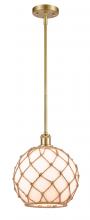  516-1S-SG-G121-10RB-LED - Farmhouse Rope - 1 Light - 10 inch - Satin Gold - Mini Pendant